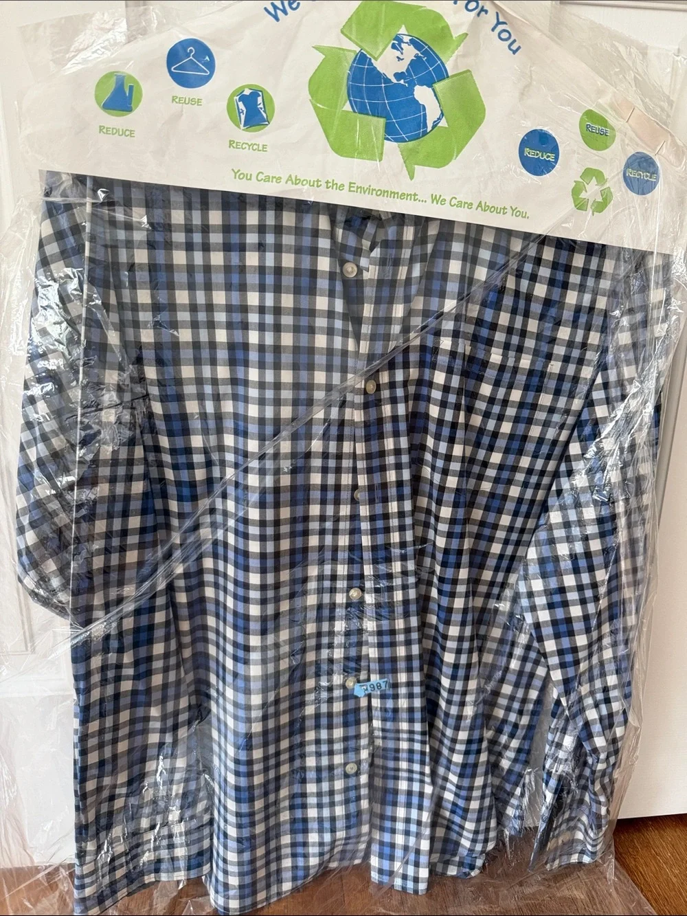 Banana Republic Blue and White Plaid Dress Shirt